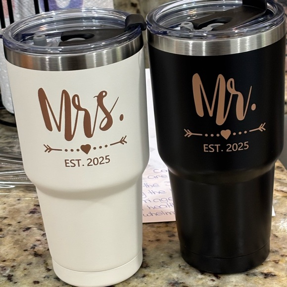 Mr. and Mrs. Insulated Tumblers - Black and White (NWOT) - Picture 1 of 1